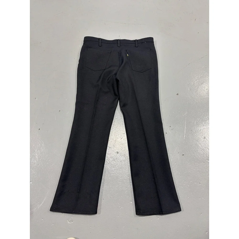 Levis Sta-Prest Action Slacks Mens 40x32 Black Twill Vintage‎ Trousers